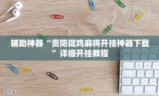 辅助神器“贵阳捉鸡麻将开挂神器下载”详细开挂教程