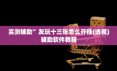 实测辅助”友玩十三张怎么开挂(透视)辅助软件教程