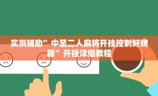 实测辅助”中至二人麻将开挂控制好牌器”开挂详细教程