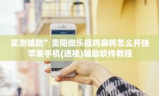 实测辅助”贵阳微乐捉鸡麻将怎么开挂苹果手机(透视)辅助软件教程