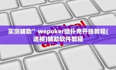 实测辅助”wepoker微扑克开挂教程(透视)辅助软件教程