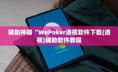 辅助神器“WePoker透视软件下载(透视)辅助软件教程