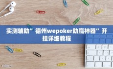 实测辅助”德州wepoker助赢神器”开挂详细教程
