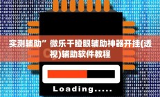 实测辅助”微乐干瞪眼辅助神器开挂(透视)辅助软件教程