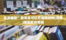 实测辅助”新青鸟可以开透视挂吗(透视)辅助软件教程