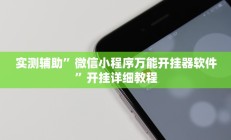 实测辅助”微信小程序万能开挂器软件”开挂详细教程