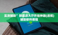 实测辅助”新道游大厅开挂神器(透视)辅助软件教程