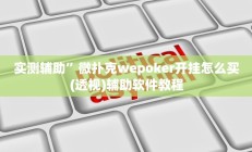 实测辅助”微扑克wepoker开挂怎么买(透视)辅助软件教程