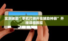 实测辅助”手机打牌开挂辅助神器”开挂详细教程