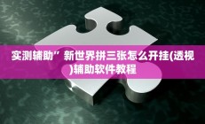 实测辅助”新世界拼三张怎么开挂(透视)辅助软件教程
