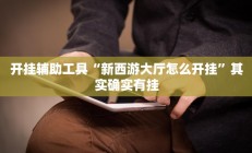 开挂辅助工具“新西游大厅怎么开挂”其实确实有挂