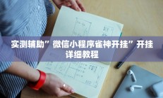 实测辅助”微信小程序雀神开挂”开挂详细教程