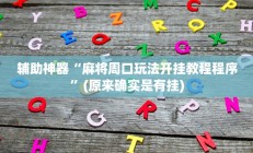 辅助神器“麻将周口玩法开挂教程程序”(原来确实是有挂)