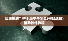 实测辅助”拼十局牛牛怎么开挂(透视)辅助软件教程