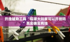 开挂辅助工具“福建大玩家可以开挂吗”其实确实有挂