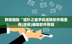 教程辅助“德扑之星手机透视软件哪里有(透视)辅助软件教程