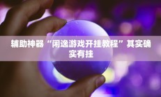 辅助神器“闲逸游戏开挂教程”其实确实有挂