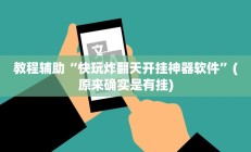 教程辅助“快玩炸翻天开挂神器软件”(原来确实是有挂)