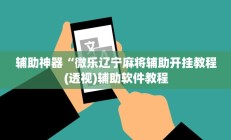 实测辅助”微乐江苏麻将开挂怎么买(透视)辅助软件教程