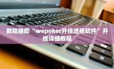 教程辅助“wepoker开挂透视软件”开挂详细教程