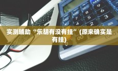 实测辅助“乐胡有没有挂”(原来确实是有挂)