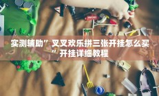 实测辅助”三哥玩十三张怎么开挂(透视)辅助软件教程