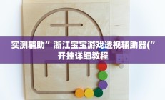 实测辅助”浙江宝宝游戏透视辅助器(”开挂详细教程