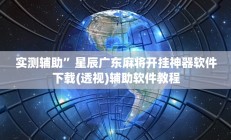 实测辅助”广西八一字牌透视软件(透视)辅助软件教程