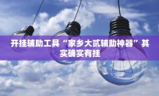 开挂辅助工具“家乡大贰辅助神器”其实确实有挂