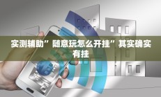 实测辅助”随意玩怎么开挂”其实确实有挂