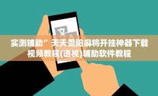 实测辅助”天天贵阳麻将开挂神器下载视频教程(透视)辅助软件教程