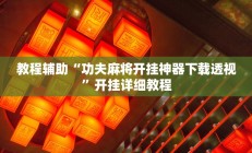 开挂辅助工具“财神十三张开挂透视”详细开挂教程