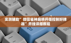 实测辅助”微乐安徽麻将辅助怎么开挂(透视)辅助软件教程