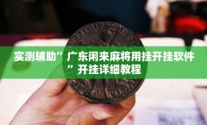 实测辅助”广东闲来麻将用挂开挂软件”开挂详细教程