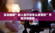 实测辅助”新人皇开挂怎么使用的”开挂详细教程