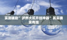 实测辅助”泸州大贰开挂神器”其实确实有挂