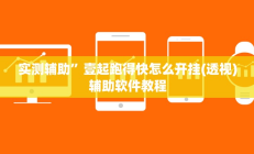 实测辅助”壹起跑得快怎么开挂(透视)辅助软件教程