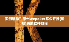 实测辅助”WePoker德州开挂怎么买(透视)辅助软件教程