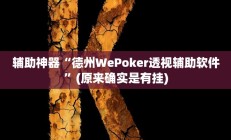 实测辅助”今日长牌开挂神器”详细开挂教程