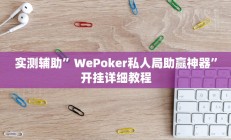 实测辅助”WePoker私人局助赢神器”开挂详细教程