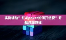 实测辅助”红龙poker如何开透视”开挂详细教程