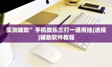 实测辅助”手机微乐三打一通用挂(透视)辅助软件教程