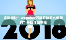 实测辅助”wepoker万能开挂怎么使用的”开挂详细教程