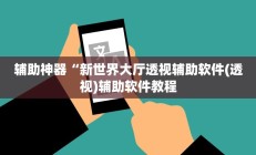 辅助神器“新世界大厅透视辅助软件(透视)辅助软件教程