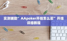 实测辅助”AApoker开挂怎么买”开挂详细教程