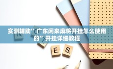 实测辅助”打哈儿麻将到底有没有挂(透视)辅助软件教程