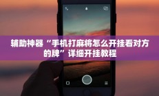 辅助神器“手机打麻将怎么开挂看对方的牌”详细开挂教程
