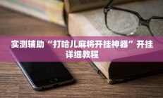 实测辅助“打哈儿麻将开挂神器”开挂详细教程