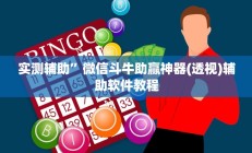 实测辅助”微信斗牛助赢神器(透视)辅助软件教程