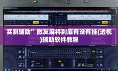 实测辅助”微友麻将到底有没有挂(透视)辅助软件教程